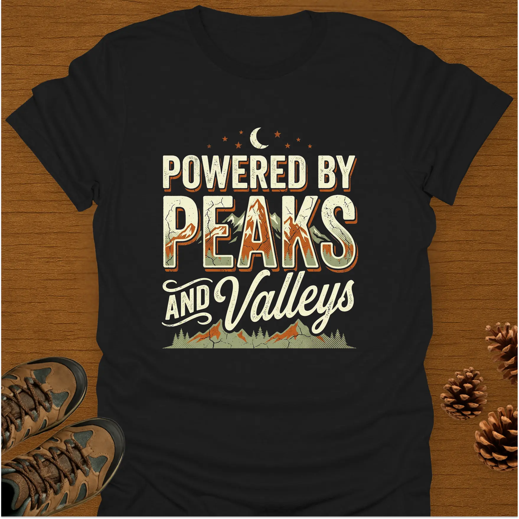 POWERED BY PEAKS AND VALLEYS T-Shirt
