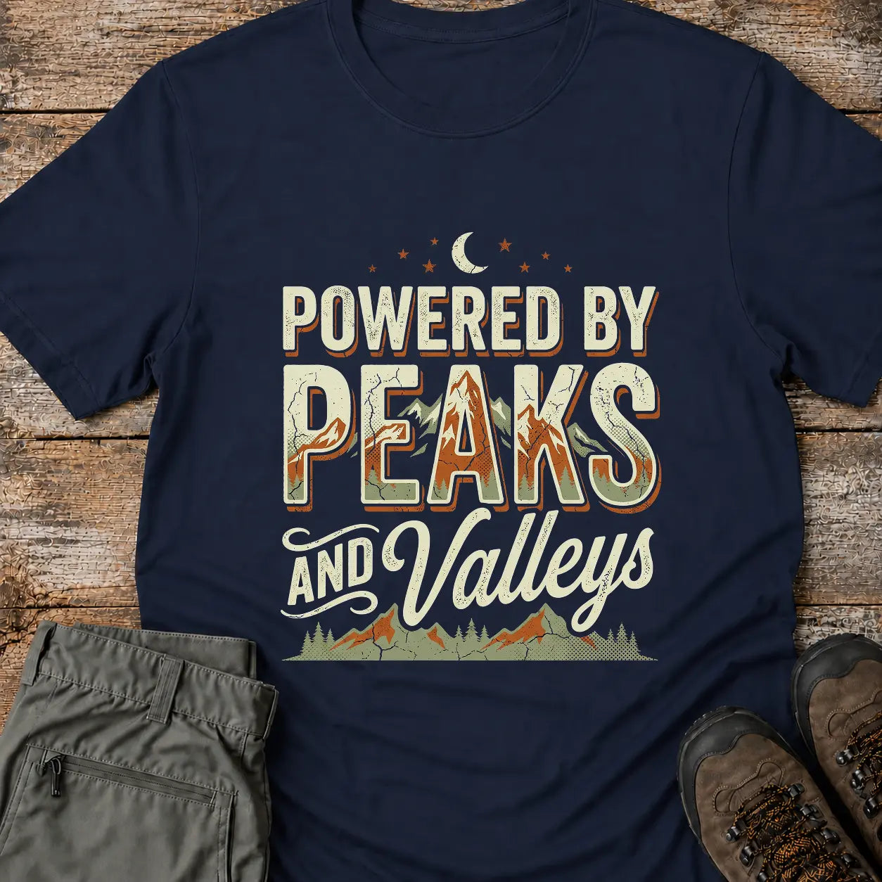 POWERED BY PEAKS AND VALLEYS T-Shirt