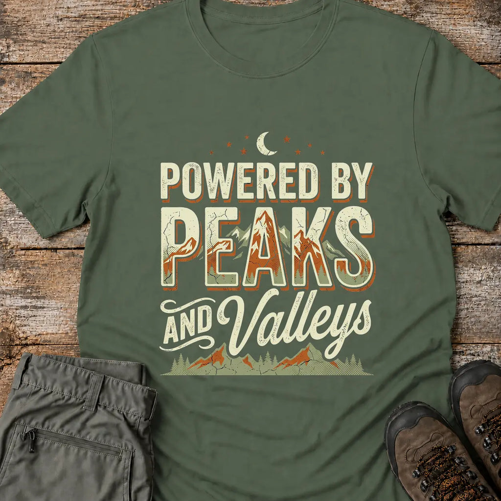 POWERED BY PEAKS AND VALLEYS T-Shirt