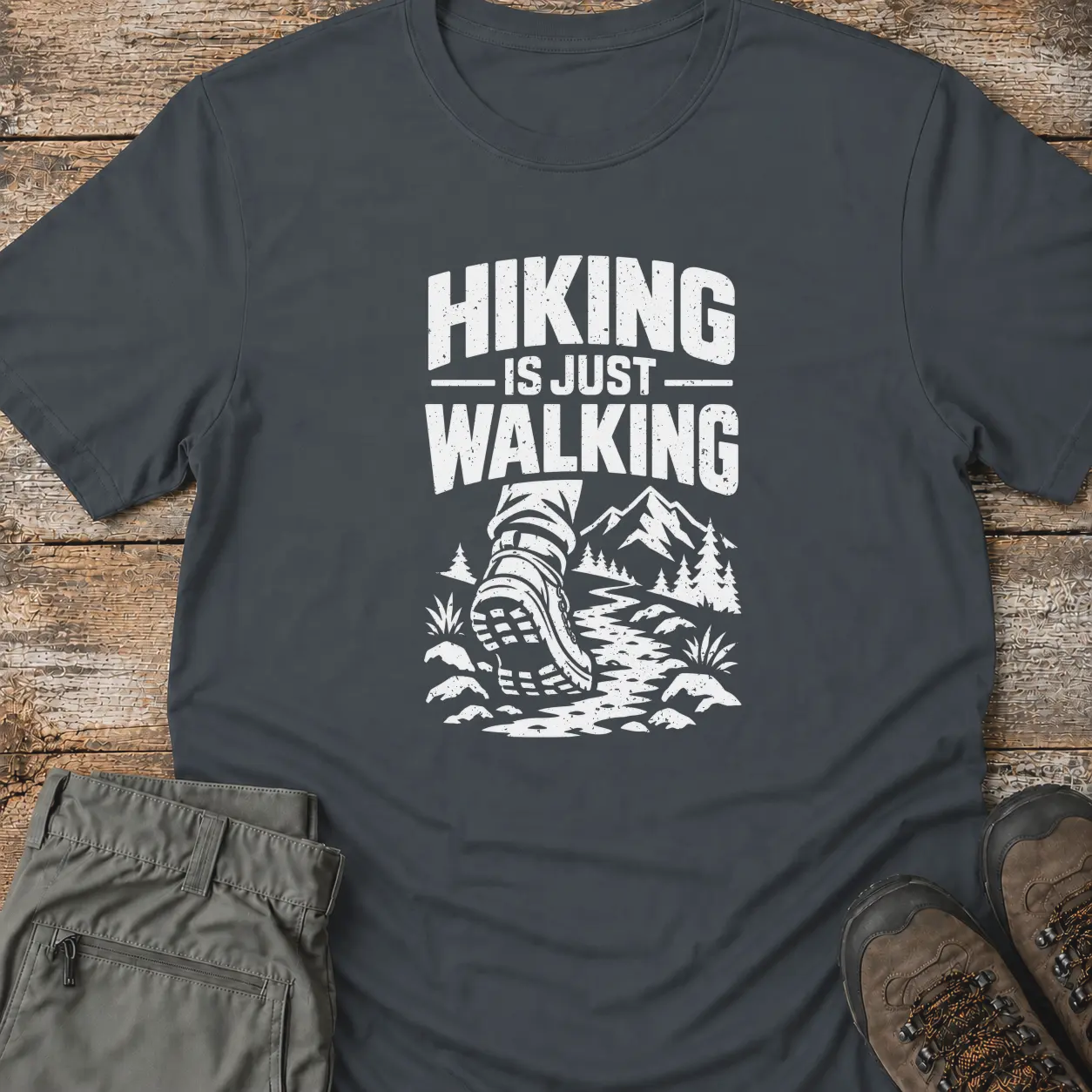 HIKING IS JUST WALKING... T-Shirt