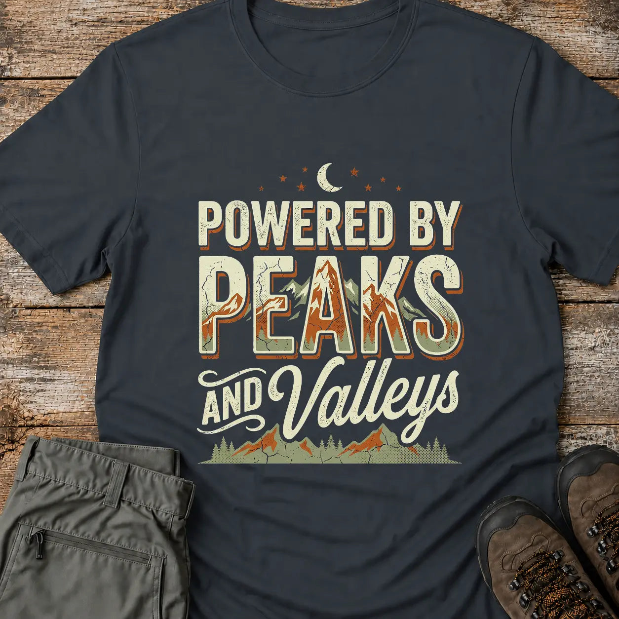 POWERED BY PEAKS AND VALLEYS T-Shirt